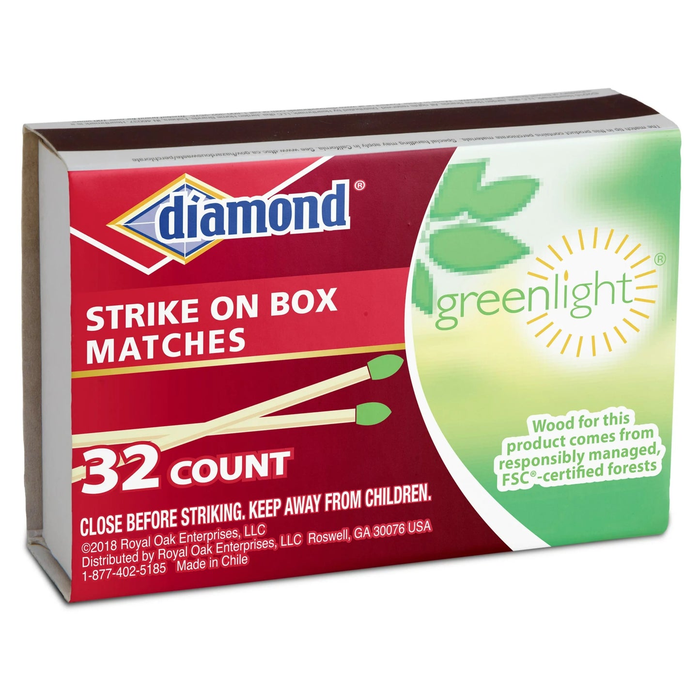 Diamond Greenlight Strike on Box Matches, 32 Count