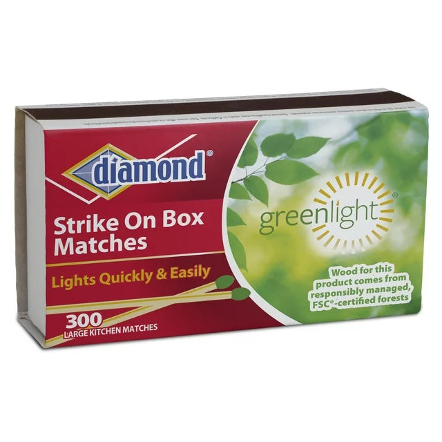 Diamond Green Light Wooden Match, Strike On Box, 300 Count