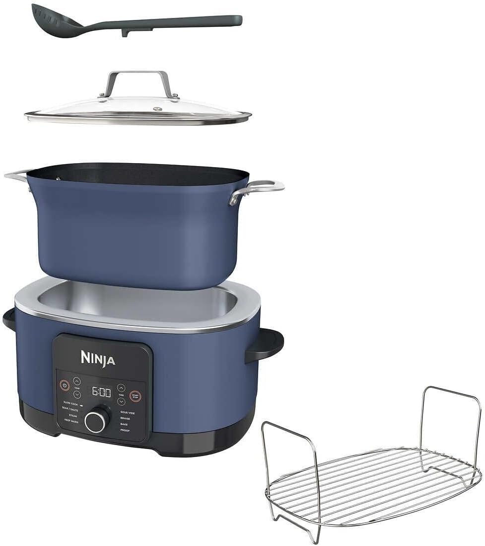 Ninja Foodi PossibleCooker PRO 8.5 Quart Multi-Cooker, with 8-in-1 Slow Cooker, Dutch Oven, Steamer, Glass Lid Integrated Spoon, Nonstick, Oven Safe Pot to 500°F, Navy