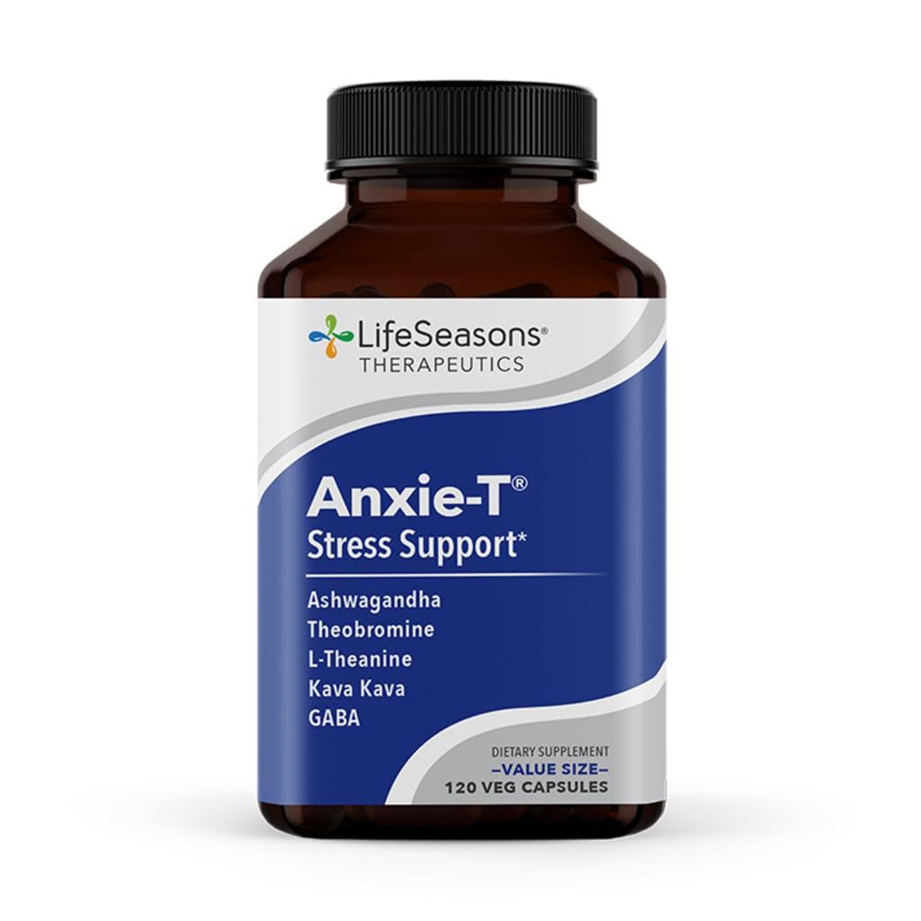 Anxie-T - Stress Relief Supplement - Supports Mood & Mental Focus - Feel Calm and Relaxed - Eases Tension & Nervousness - Ashwagandha, Kava Kava, GABA & L-Theanine - 60 Capsules