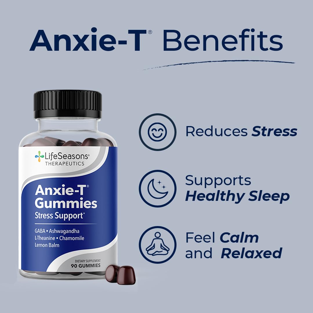 Anxie-T - Stress Relief Supplement - Supports Mood & Mental Focus - Feel Calm and Relaxed - Eases Tension & Nervousness - Ashwagandha, Kava Kava, GABA & L-Theanine - 60 Capsules