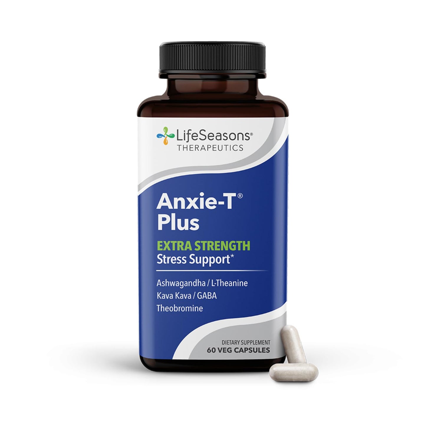 Anxie-T - Stress Relief Supplement - Supports Mood & Mental Focus - Feel Calm and Relaxed - Eases Tension & Nervousness - Ashwagandha, Kava Kava, GABA & L-Theanine - 60 Capsules