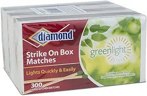 Diamond Green Light Wooden Match, Strike On Box, 300 Count